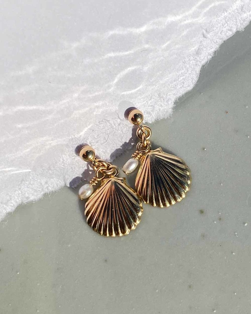 Flipkart.com - Buy Arendelle White and Gold Sea Shell Conch Earrings for  Women [AER093] Brass Drops & Danglers Online at Best Prices in India